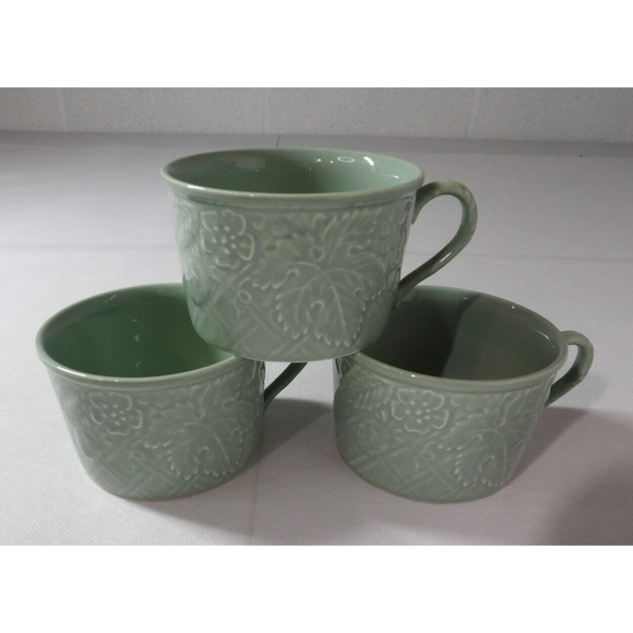 Mikasa English Countryside Celadon DP400 Tea Cups Green Set of 3 - Picture 1 of 7